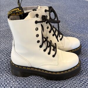 Dr. Martins White Lace-Up Combat Boots